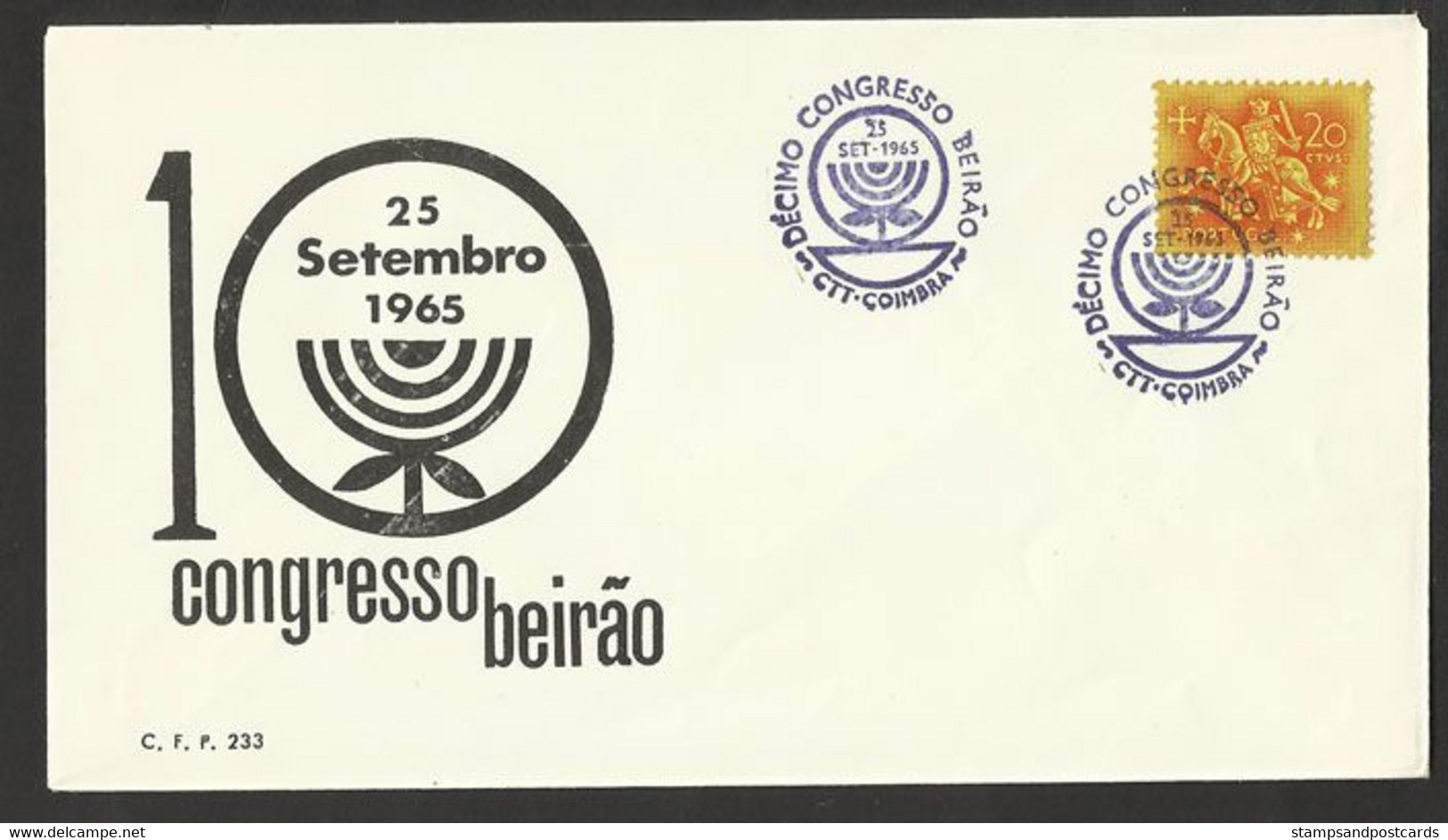 Portugal Cachet Congresso Beirão Congrès Region Beira Coimbra 1965 Congress Region Beira Event Postmark - Flammes & Oblitérations