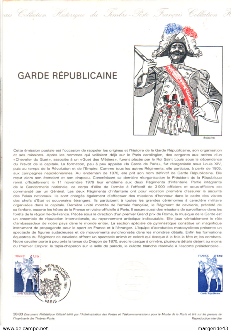 FRANCE LES DOCUMENTS FDC 1980 DANS UN CLASSEUR