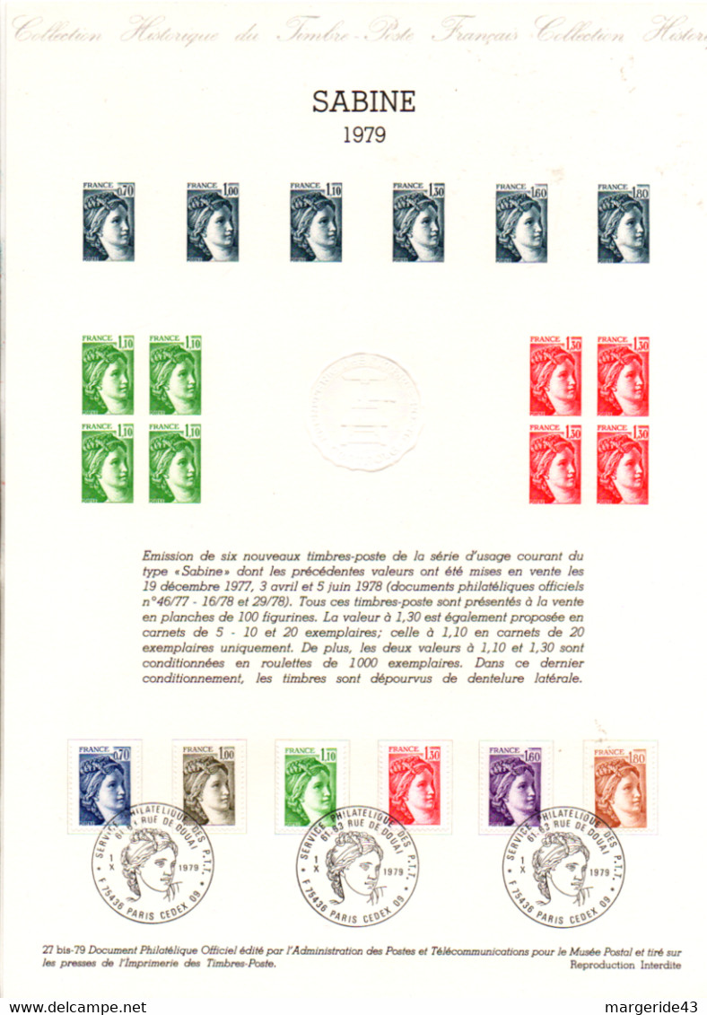 FRANCE LES DOCUMENTS FDC 1979 DANS UN CLASSEUR - Vrac (max 999 Timbres)