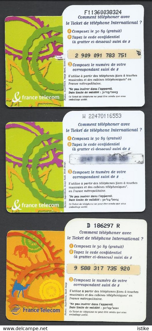 France,Prepaid, FT, "le Ticket De Téléphone" Lot Of 3 Cards. - FT Tickets