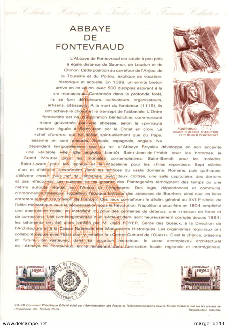 FRANCE LES DOCUMENTS FDC 1978 DANS UN CLASSEUR - Vrac (max 999 Timbres)