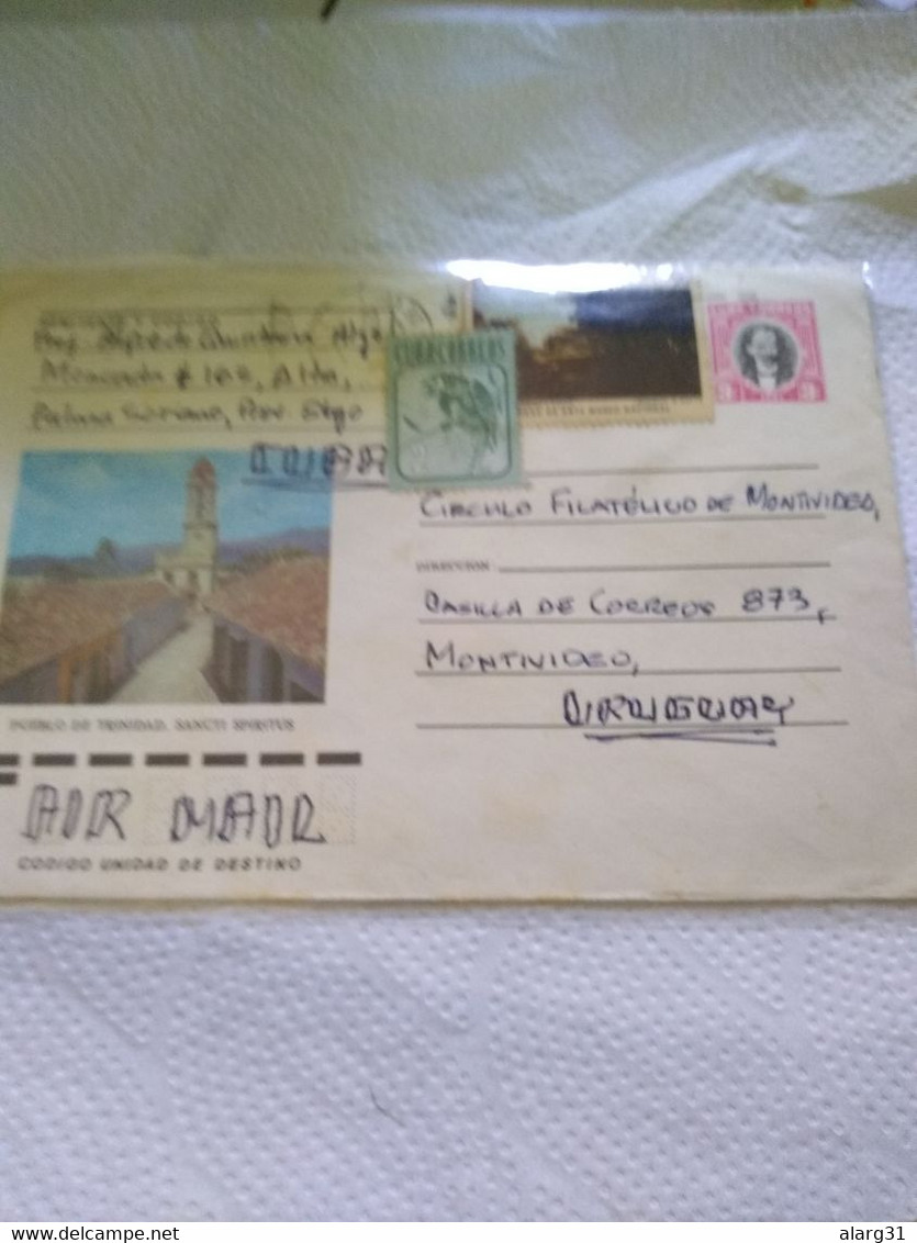Cuba.pstat Cover 1982 Famous Trinidad Church Tower To Uruguay.cover From Trinidad To Arge.reg Post E7 Conmems.1 /2 Cover - Brieven En Documenten