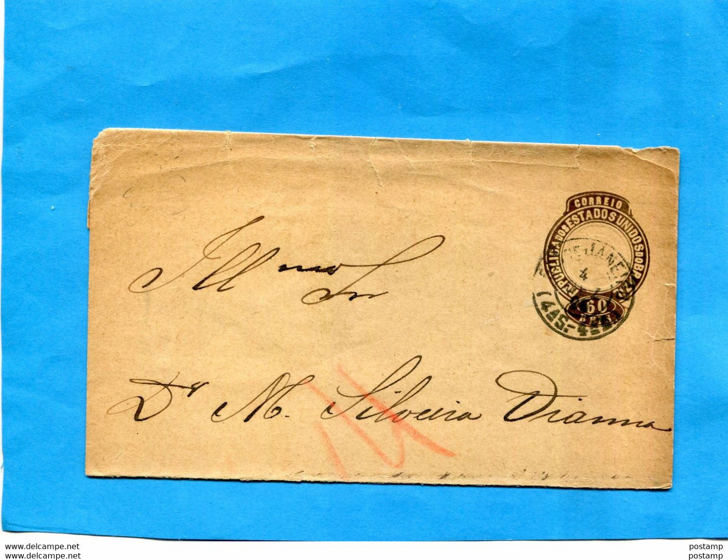 MARCOPHILIE- BRESIL Estados Unido  -letter Entier  Postal Stationery 60  Marron- A Voyagé 1894 - Briefe U. Dokumente