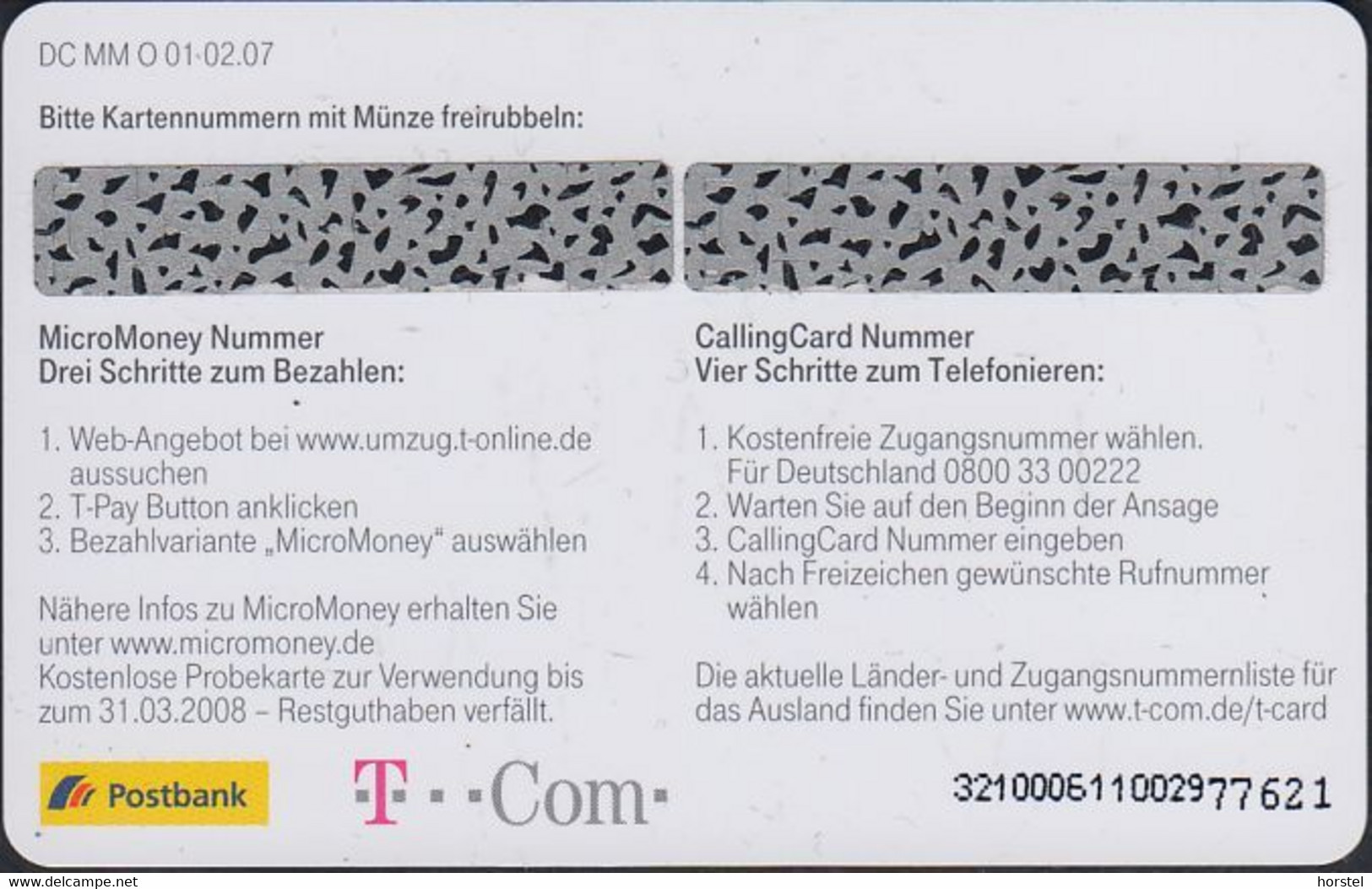 GERMANY Mikro Money - MM O01 - Deutsche Post - Girl - Couple - 5€ Mint - [3] T-Pay  Micro-Money