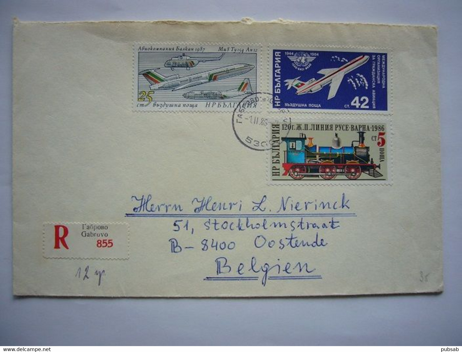 Avion / Airplane / Vol Gabrwo, Bulgarie - Ostende / 01.11.88. - Airmail