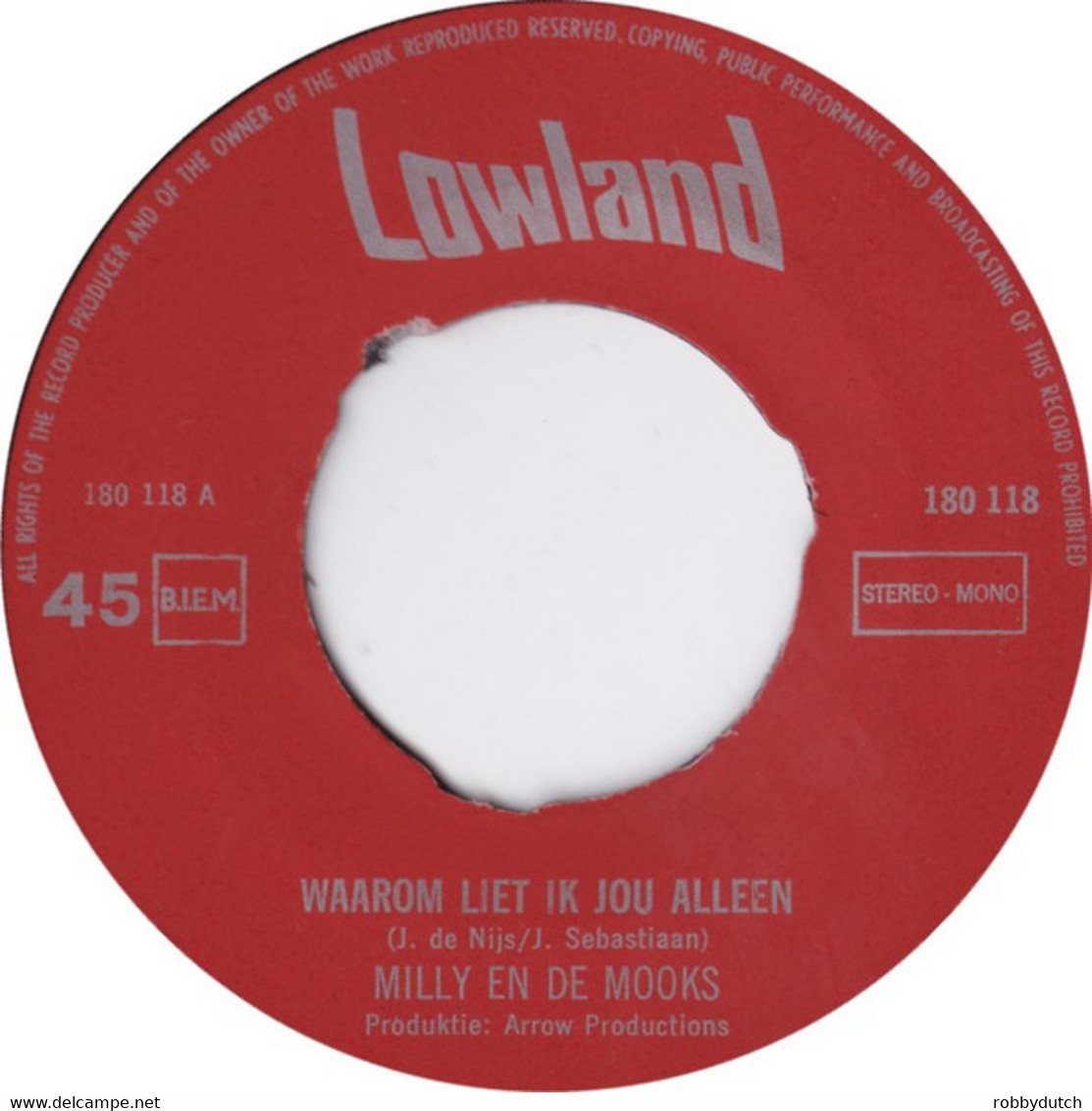 * 7" *  MILLY EN DE MOOKS - WAAROM LIET IK JOU ALLEEN (Holland 1970) - Other - Dutch Music