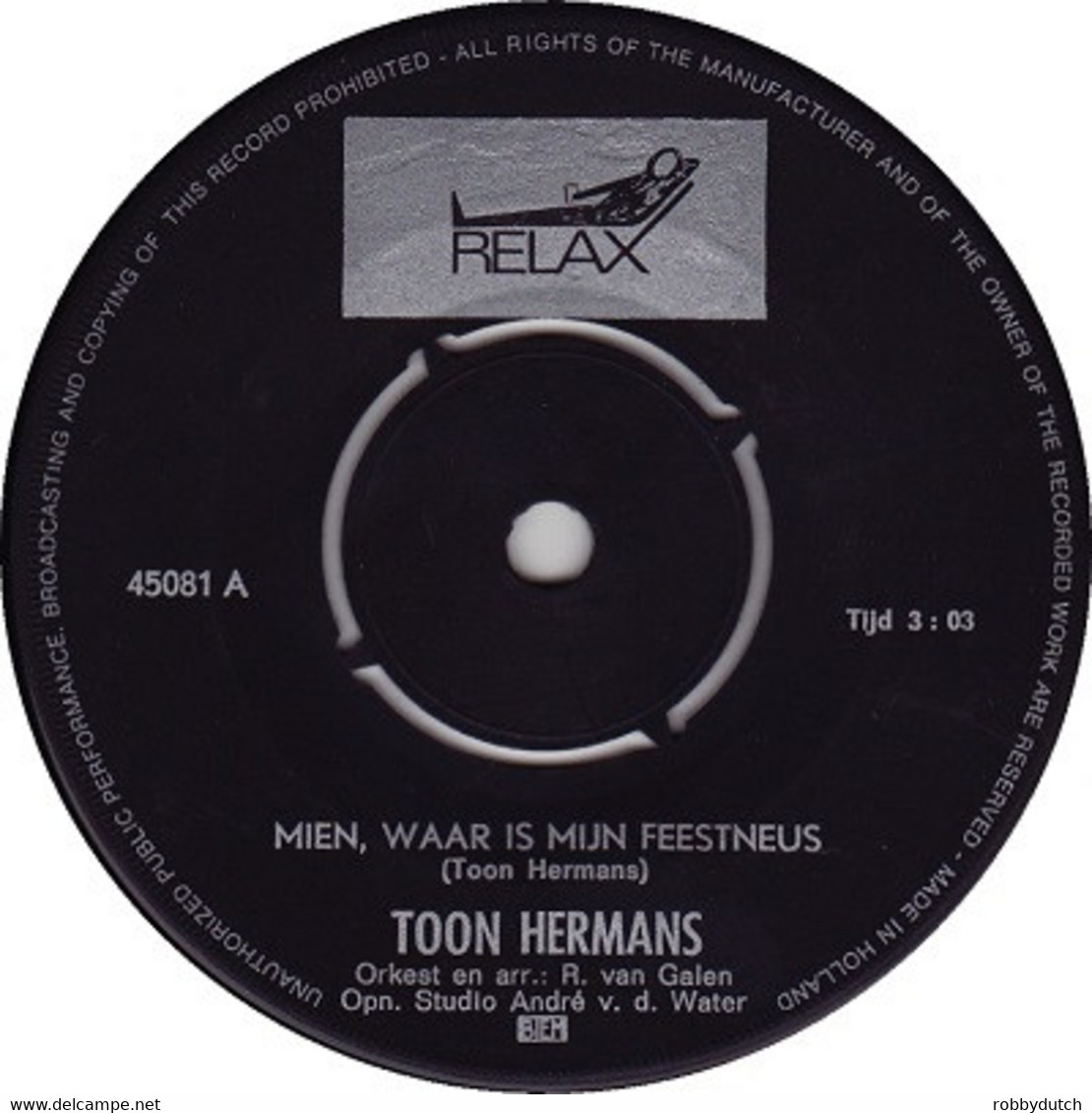 * 7" *  TOON HERMANS - MIEN, WAAR IS Mijn FEESTNEUS (Holland 1968) - Humour, Cabaret