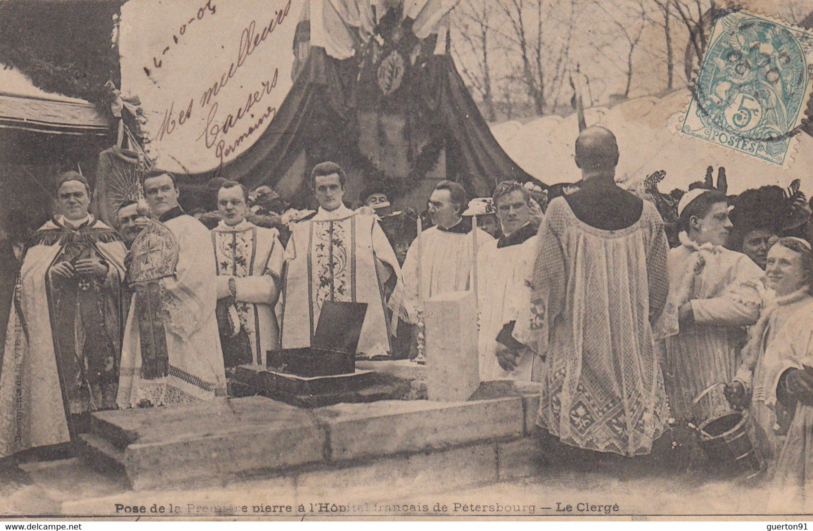 CPA (santé)    Pose De La Premiere Pierre A L Hopital Français De Petersbourg  Le Clergé(b Theme 16) - Santé