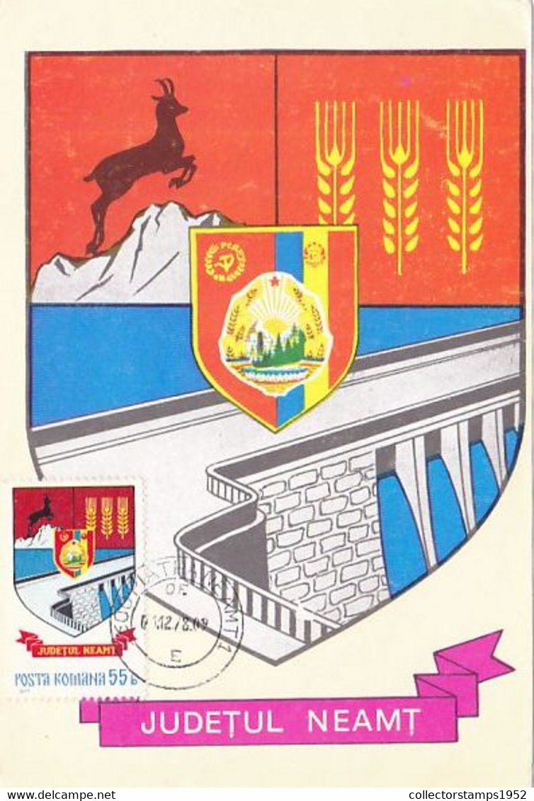 W8021-NEAMT COUNTY COAT OF ARMS, MAXIMUM CARD, 1978, ROMANIA - Otros & Sin Clasificación