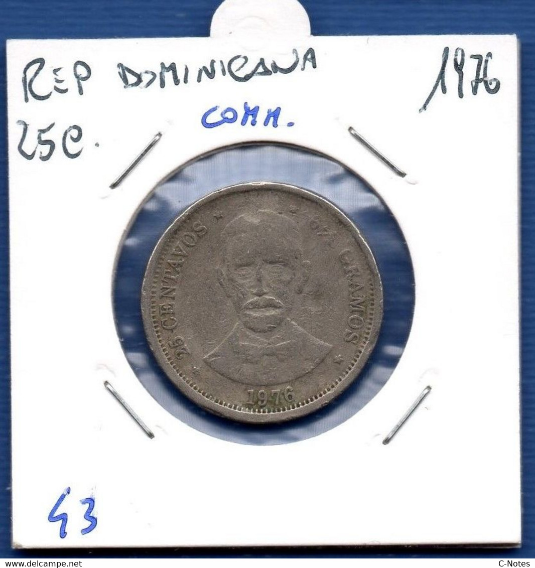 DOMINICAN REPUBLIC - 25 Centavos 1976 -  See Photos -  Km 43 - Commemorative - Dominicaanse Republiek