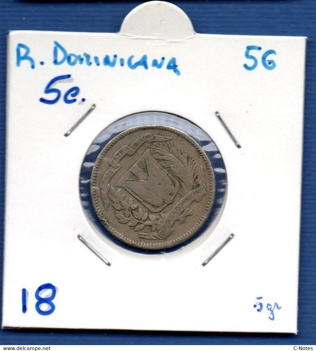 DOMINICAN REPUBLIC - 5 Centavos 1956 -  See Photos -  Km 18 - Dominicana