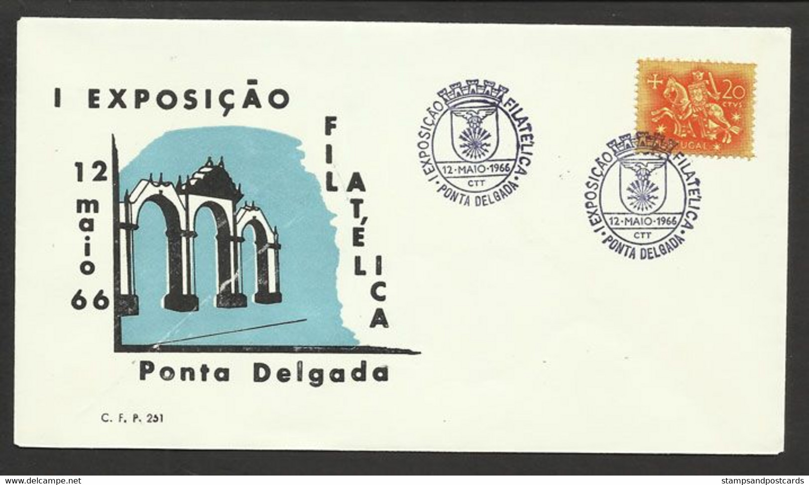 Portugal Cachet Commémoratif  Expo Philatelique Ponta Delgada Açores 1966 Event Postmark Philatelic Expo Azores - Flammes & Oblitérations