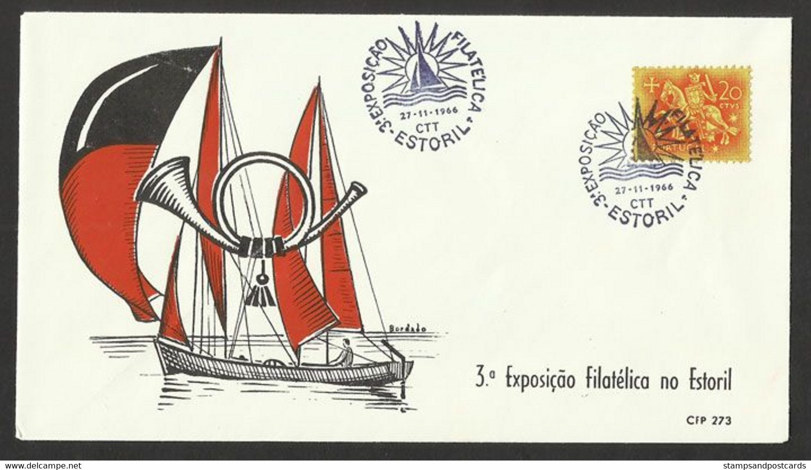 Portugal Cachet Commémoratif  Expo Philatelique Estoril Cascais 1966 Event Postmark Philatelic Expo - Postal Logo & Postmarks