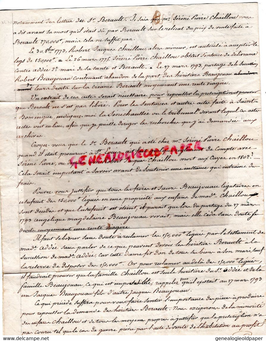 PARIS-CHOLET LETTRE 1831-ASSOCIATION DEFENSE DROITS EMIGRES COLONS VICOMTE DE BOTHEREL BANQUIER 21 RUE ARTOIS-CHAILLOU - Documents Historiques