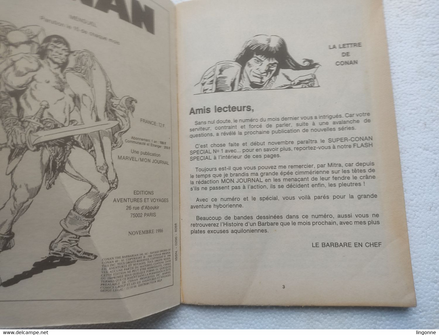 1986 Super CONAN N°14 Mensuel " Le Sorcier De Zingara " Mon Journal (couverture Pliée) - Conan