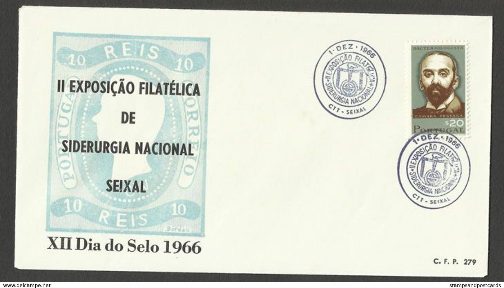 Portugal Cachet Commémoratif Journée Du Timbre Siderurgia Nacional Aciérie Seixal 1966 Event Pmk Stamp Day Steel Factory - Flammes & Oblitérations