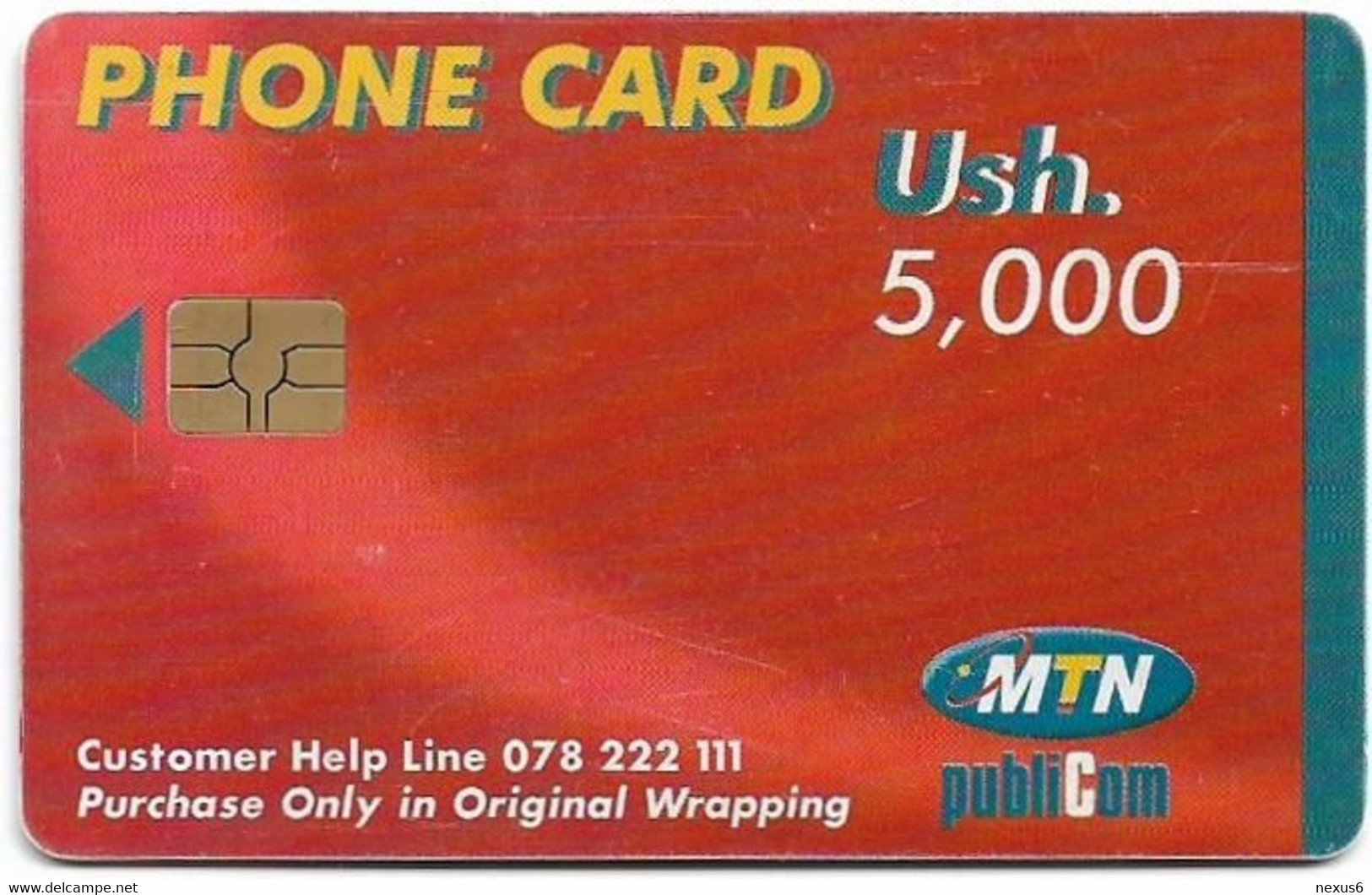 Uganda - MTN - Painting 2, (With Barcode), Gem5 Red, Exp.15.04.2003, 5.000Sh, Used - Uganda