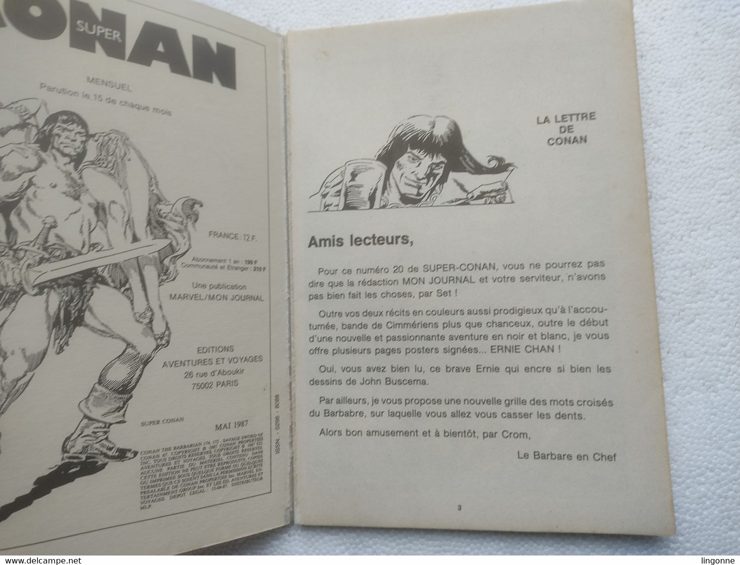 1987 Super CONAN N°20 Mensuel " En Route Pour L'île De La Mort " Mon Journal - Conan