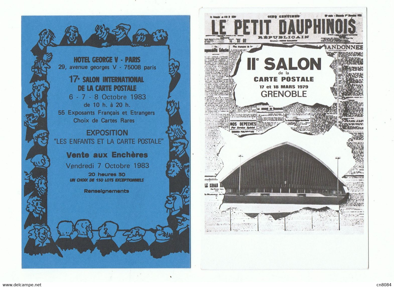 LOT 4 CARTES PUBLICITAIRES , SALON  CARTE POSTALE - GRENOBLE 1979 , PARIS HOTEL GEORGE V 1983, AVIGNON , LE CROISIC 1989 - Bourses & Salons De Collections