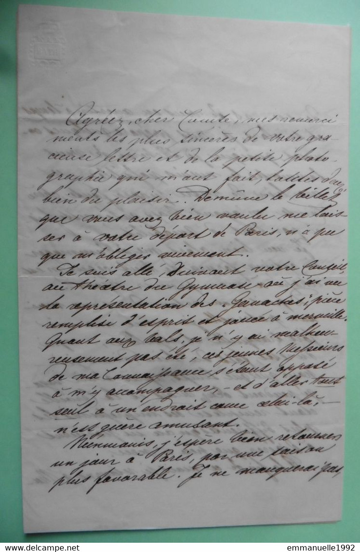 Lettre Autographe 3 Pages 1862 Prinz Theodore Von Thurn Und Taxis Prince Tours Et Taxis Oncle Paul Ami Louis II Bavière - Koninklijke Families