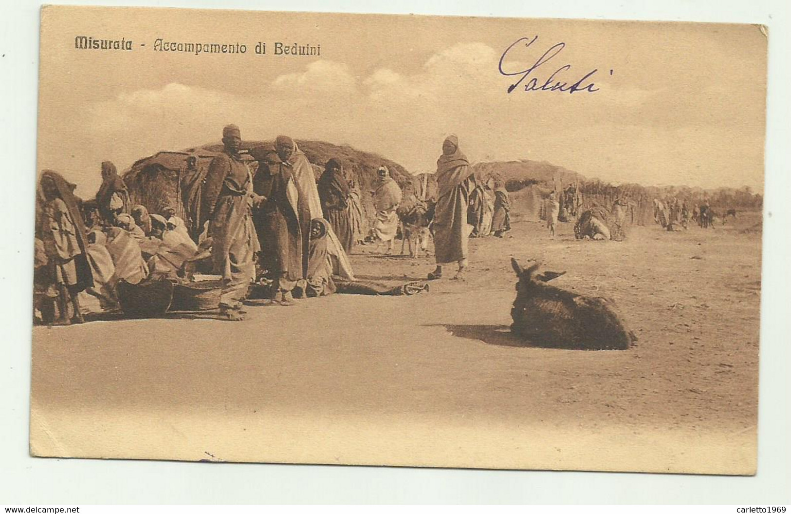MISURATA - ACCAMPAMENTO DI BEDUINI - TIMBRO R.POSTE COMANDO 52o BATT.NE BERSAGLIERI 1915  - VIAGGIATA FP - Libye