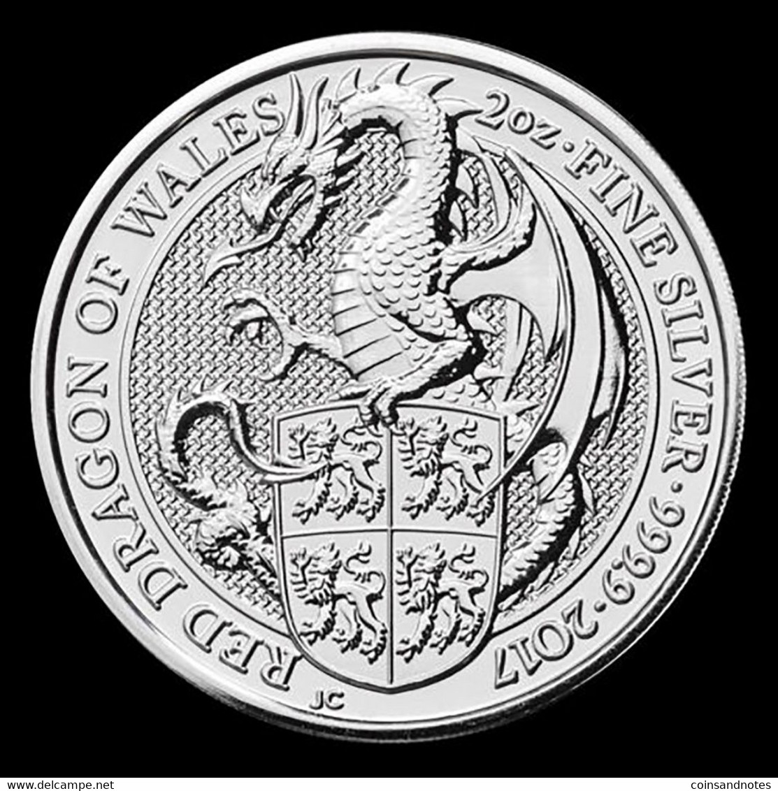 2017 - £5 - 2 Oz Silver - Queen's Beasts Red Dragon Of Wales - BU - Collezioni