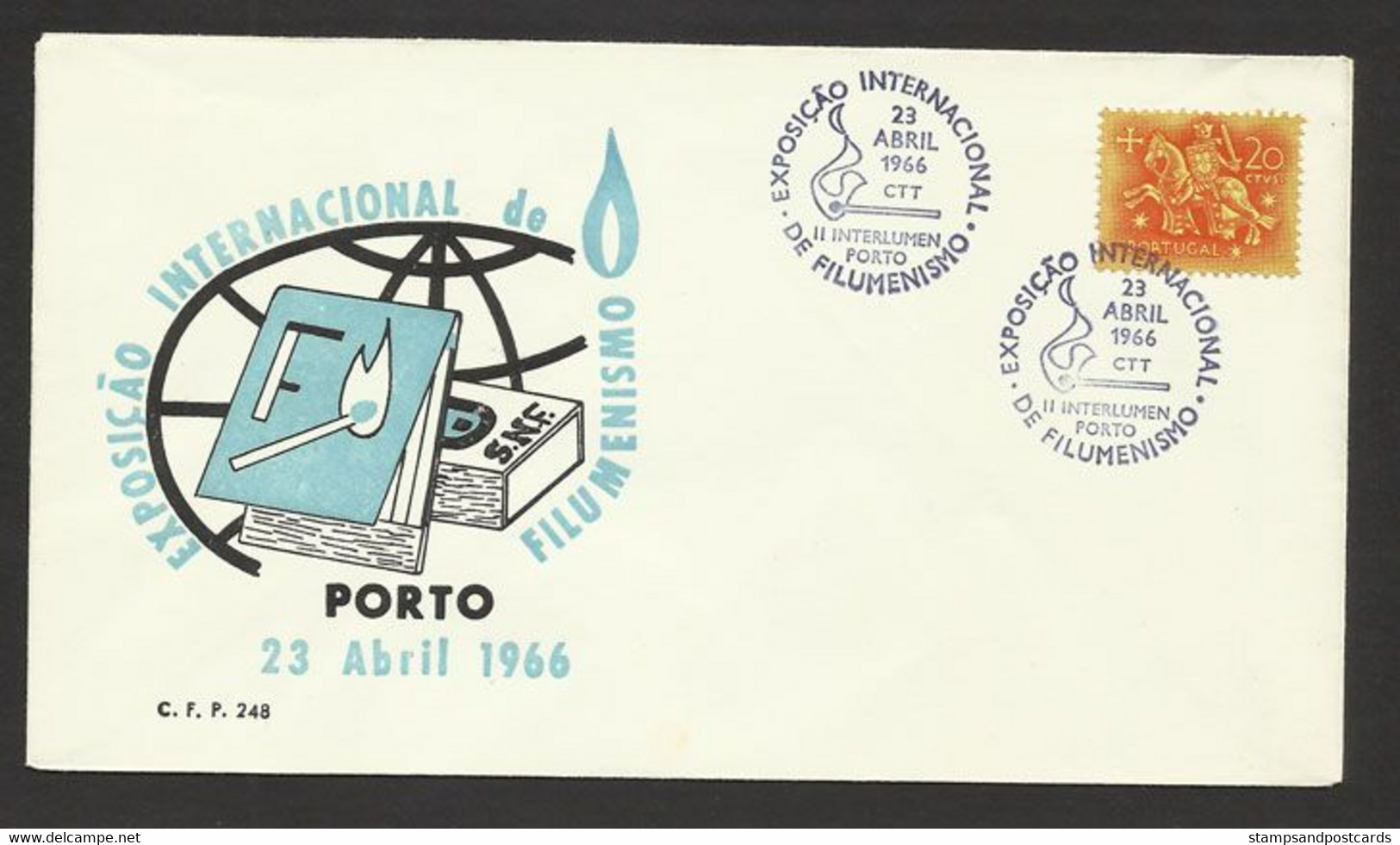 Portugal Cachet Commémoratif  Expo Boîtes Allumettes 1966 Porto Event Pmk Matches Matchbook Expo - Flammes & Oblitérations