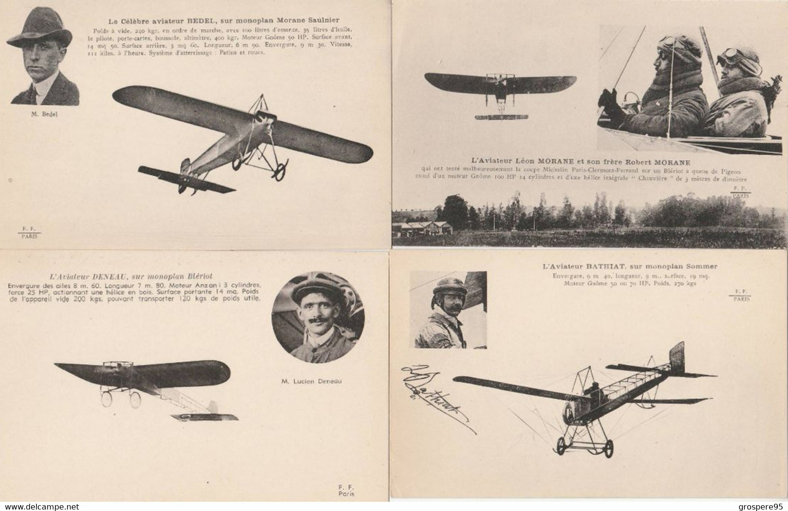 AVIATEURS BATHIAT + BEDEL + DE BAEDER + DENEAU + LEBLANC + MORANE LEON Et ROBERT EDITEUR PHOTO F FLEURY - Piloten