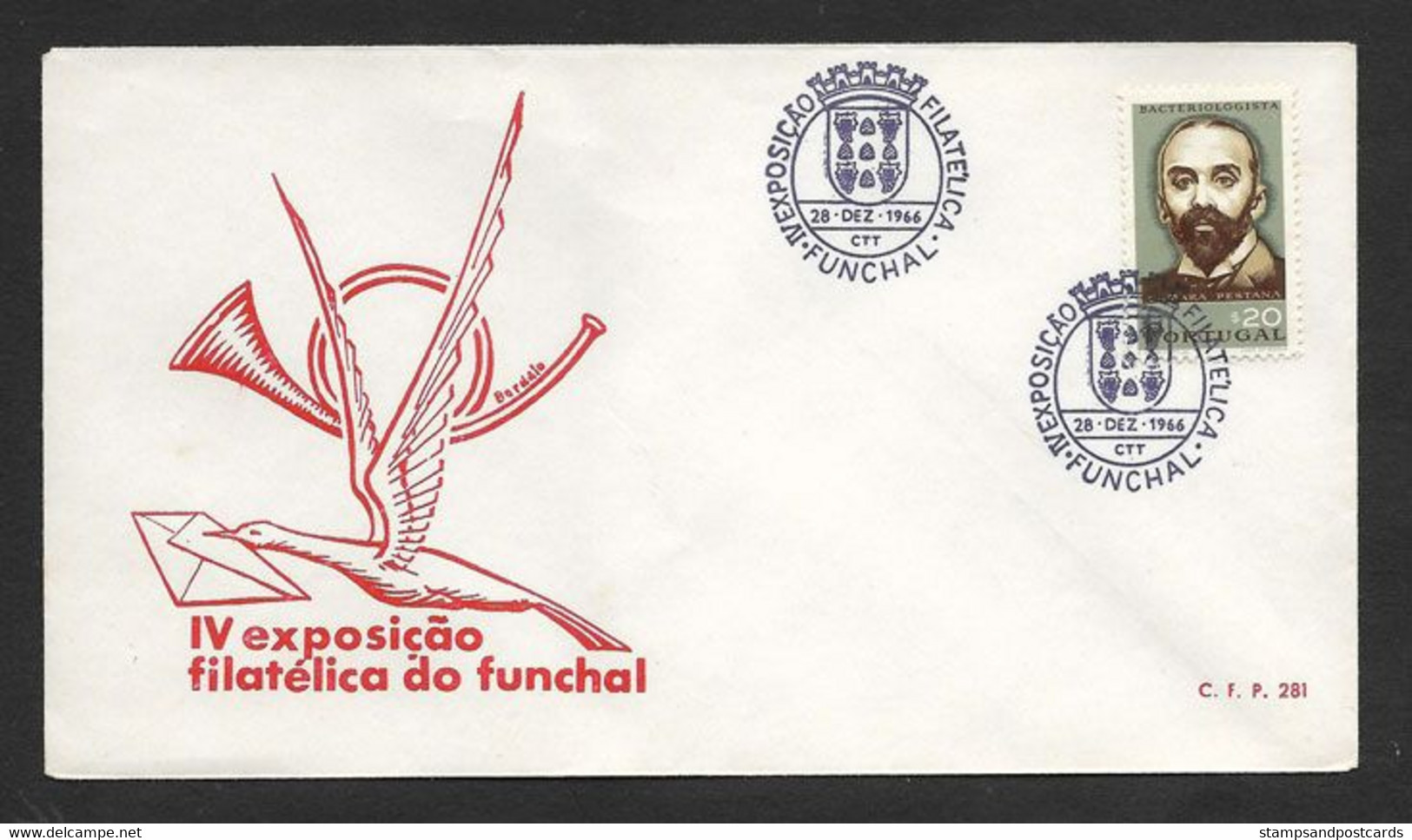 Portugal Cachet Commémoratif  Expo Philatelique Funchal Madère Madeira 1966 Event Postmark Philatelic Expo - Postal Logo & Postmarks