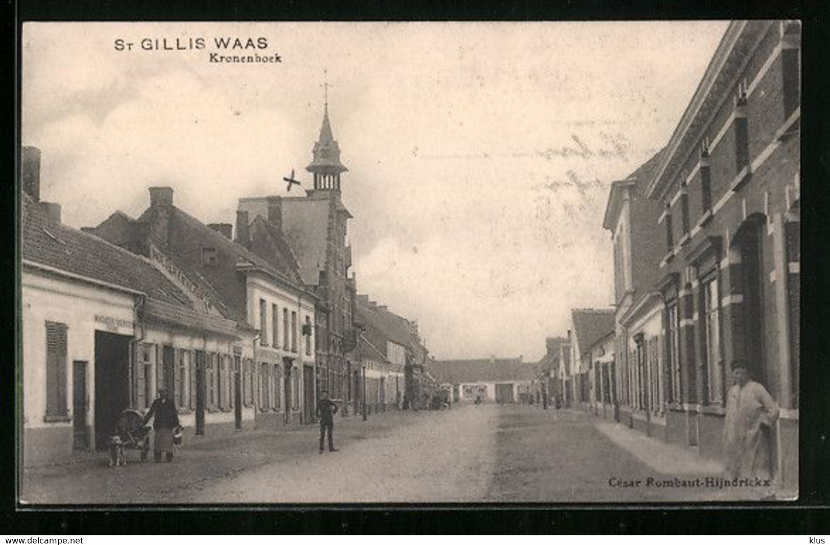 St Gillis Waas De Kronenhoek Hondenkar Zeldzame Uitgave Feldpost Duitse Soldaat Ww1 - Sint-Gillis-Waas