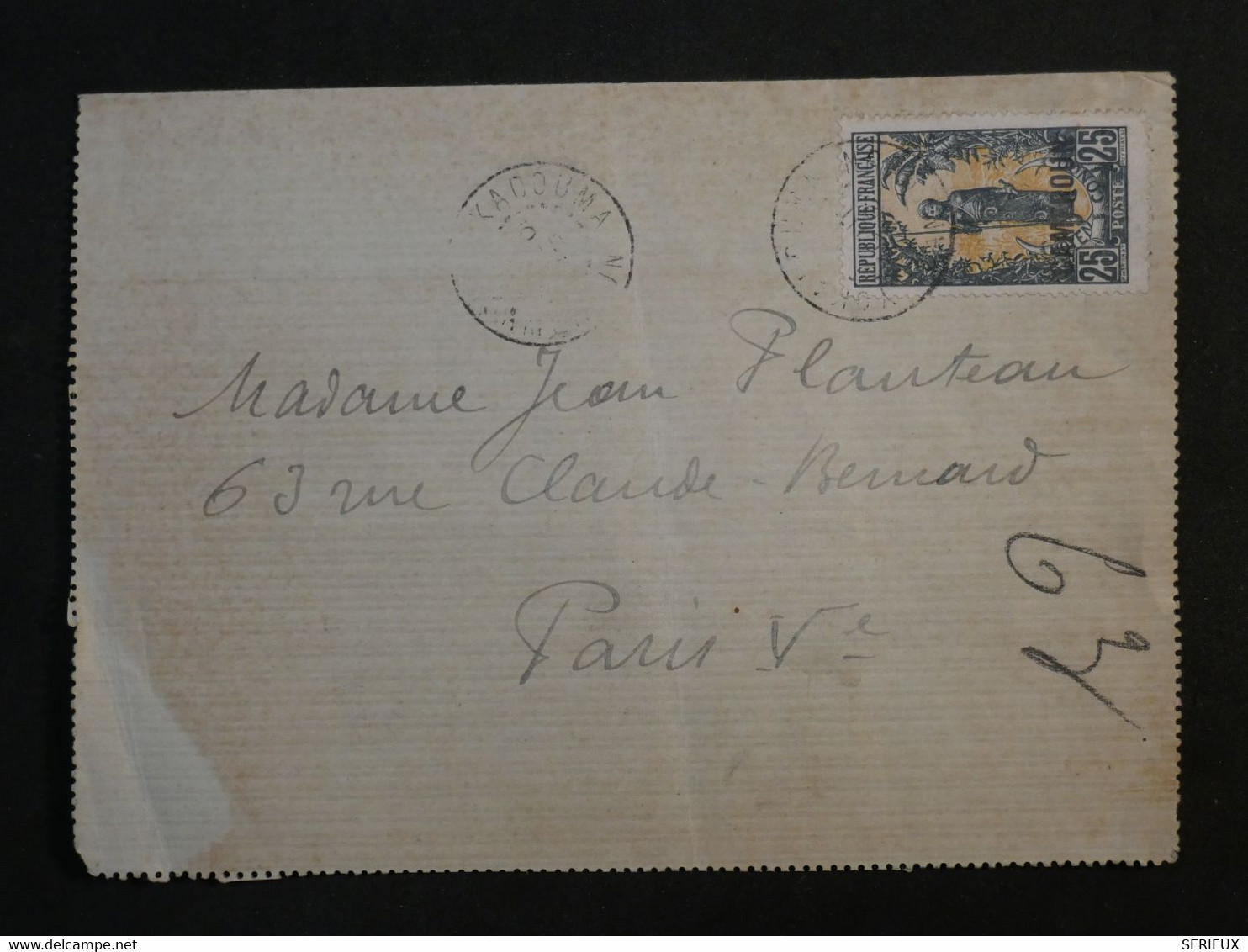 BL11  CAMEROUN BELLE LETTRE 1922 PETIT BUREAU YOKADOUMA  A PARIS FRANCE +FEMME BAKALOI SURCHARGE + - Storia Postale