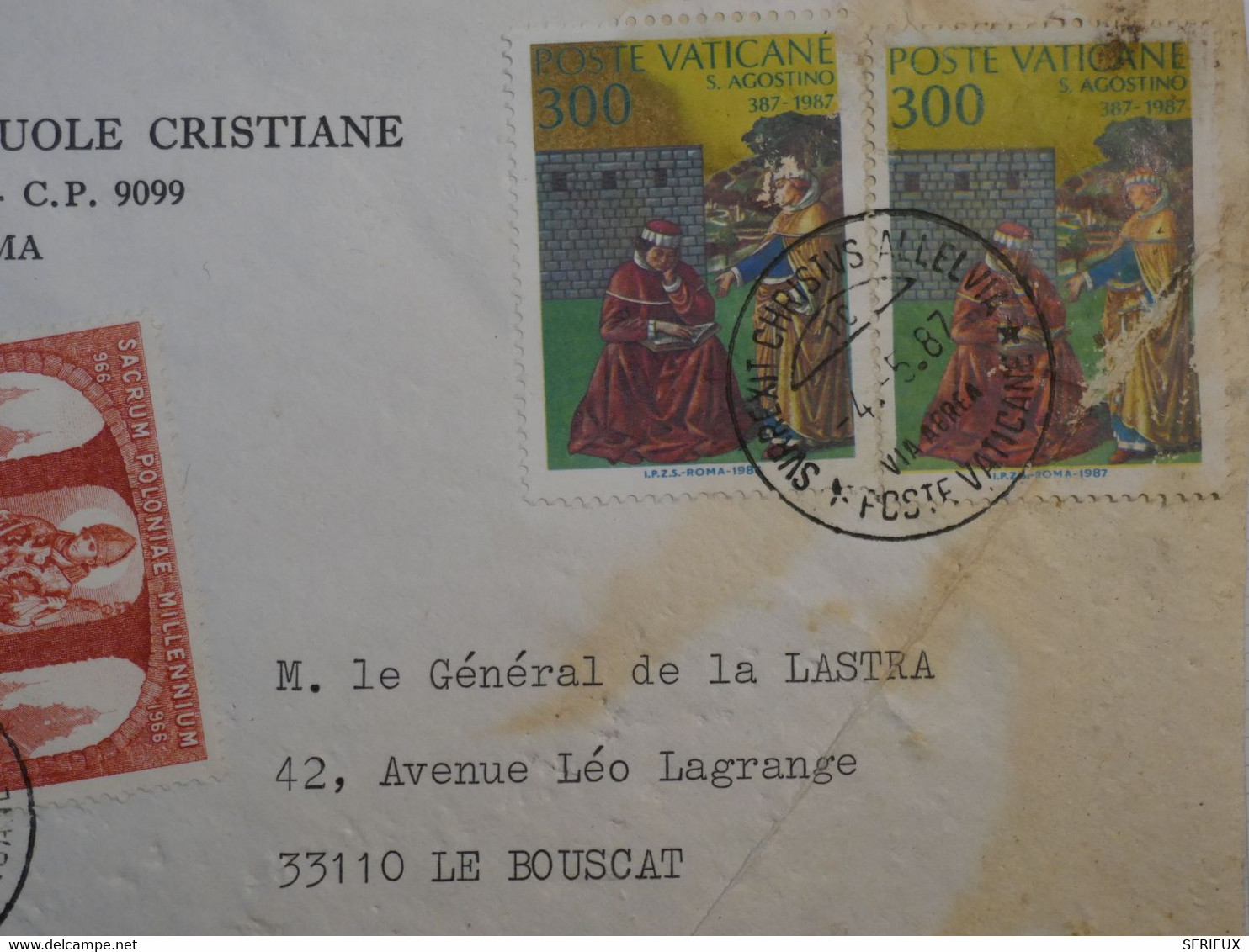 BL11 VATICAN  LETTRE DEVANT  1987 ROMA A LE BOUSCAT FRANCIA++  +AFFRANCH. INTERESSANT+++ - Covers & Documents