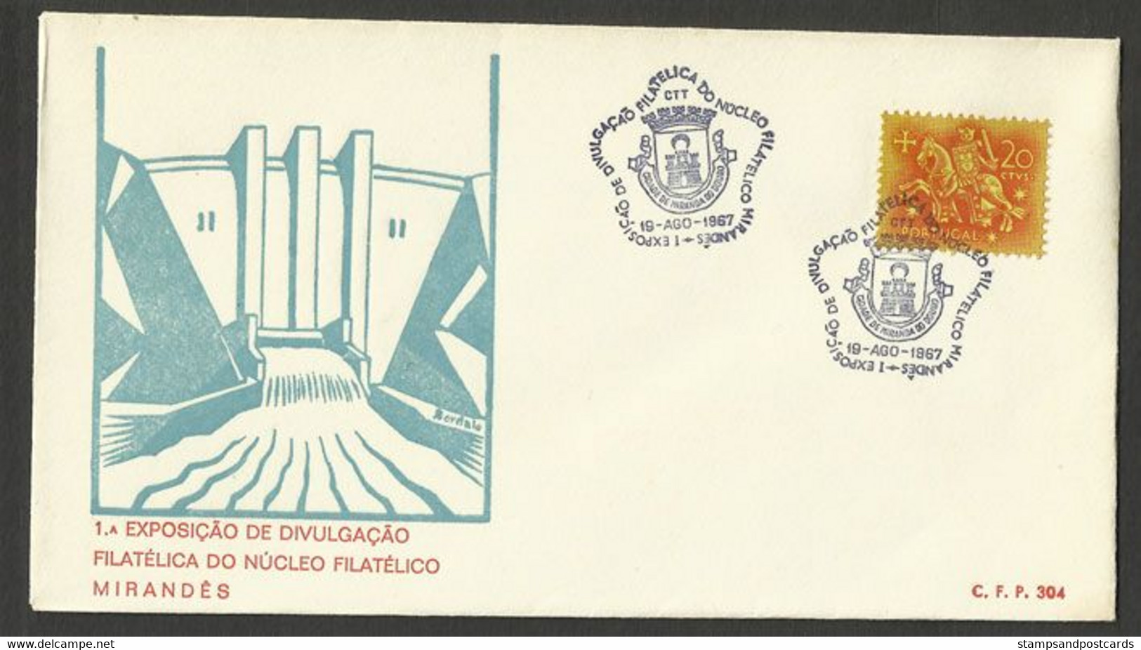 Portugal Cachet Commemoratif Expo Philatelique Miranda Do Douro Barrage 1967 Philatelic Expo Event Pmk Dam - Postal Logo & Postmarks