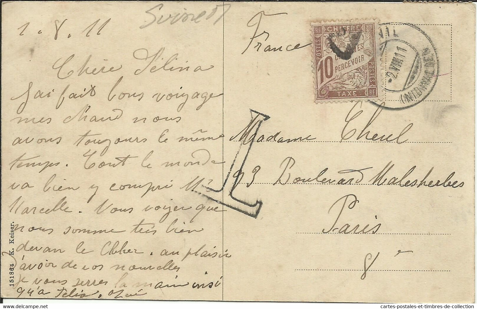 HERGISWIL , 1911 + Timbre Taxe Au Dos , Voir Scans , µ - Hergiswil