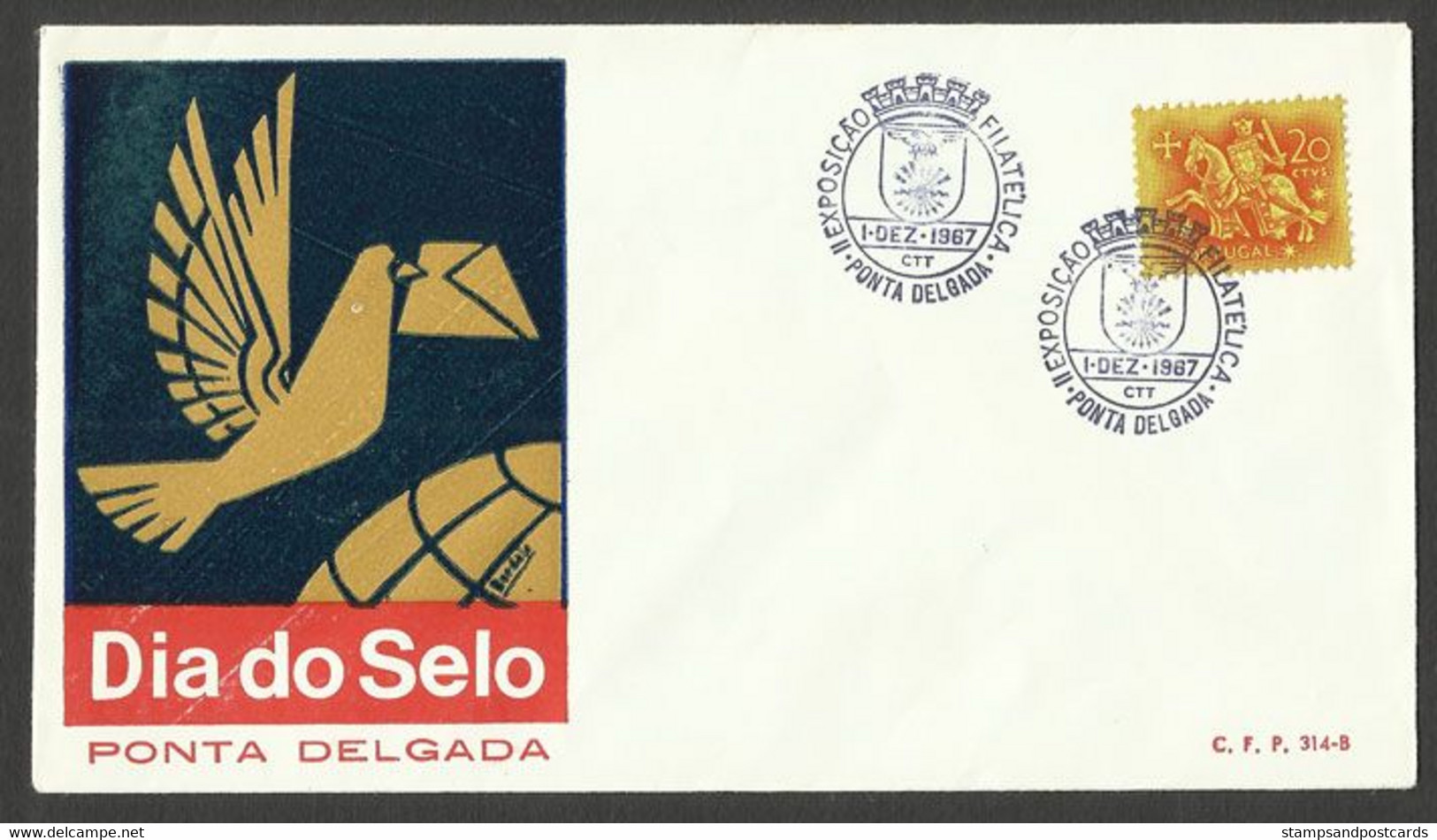 Portugal Cachet Commémoratif  Journée Du Timbre Expo 1967 Ponta Delgada Açores Azores Event Postmark Stamp Day - Flammes & Oblitérations