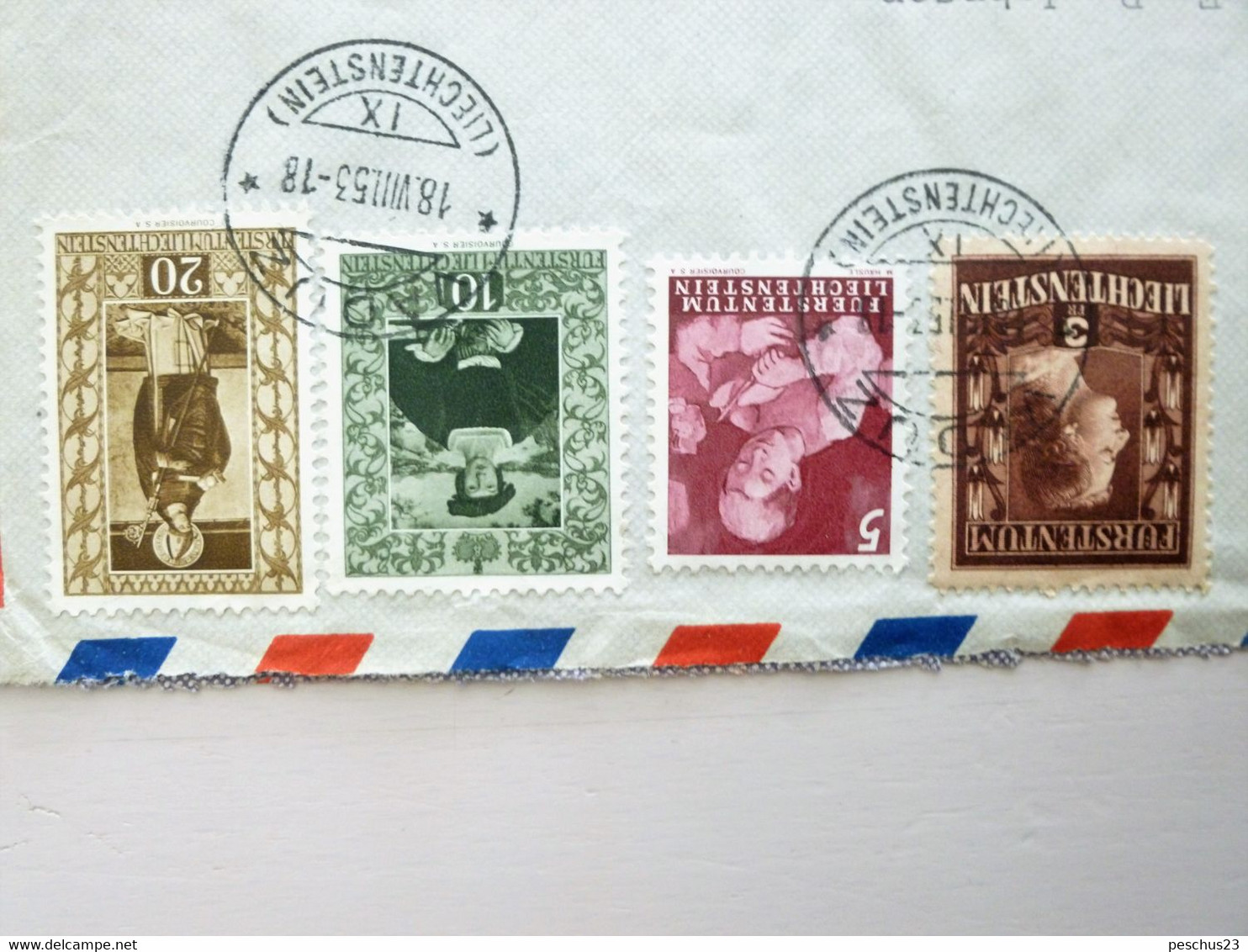 LIECHTENSTEIN / LuPo Firmenbrief 1953, VADUZ 18.VIII.53 Nach USA, MiF Mit 3Fr. Freimarke Fürstin (Farbänderung) - Storia Postale