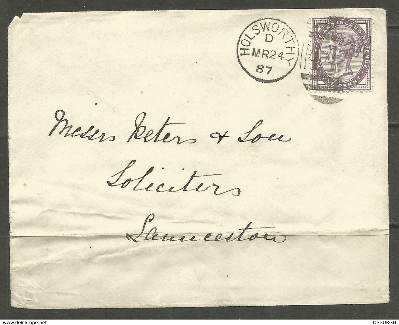 GREAT BRITAIN / DEVON. 1887. QV. COVER. HOLSWORTHY TO LAUNCESTON - Brieven En Documenten