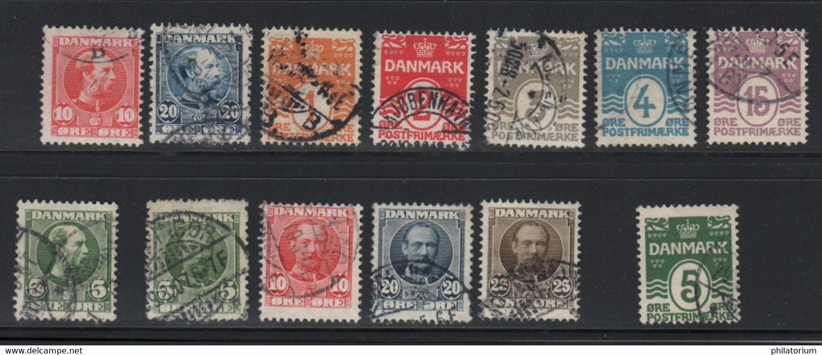 DANMARK, Danemark, 13 Timbres Différents Oblitérés, - Collezioni