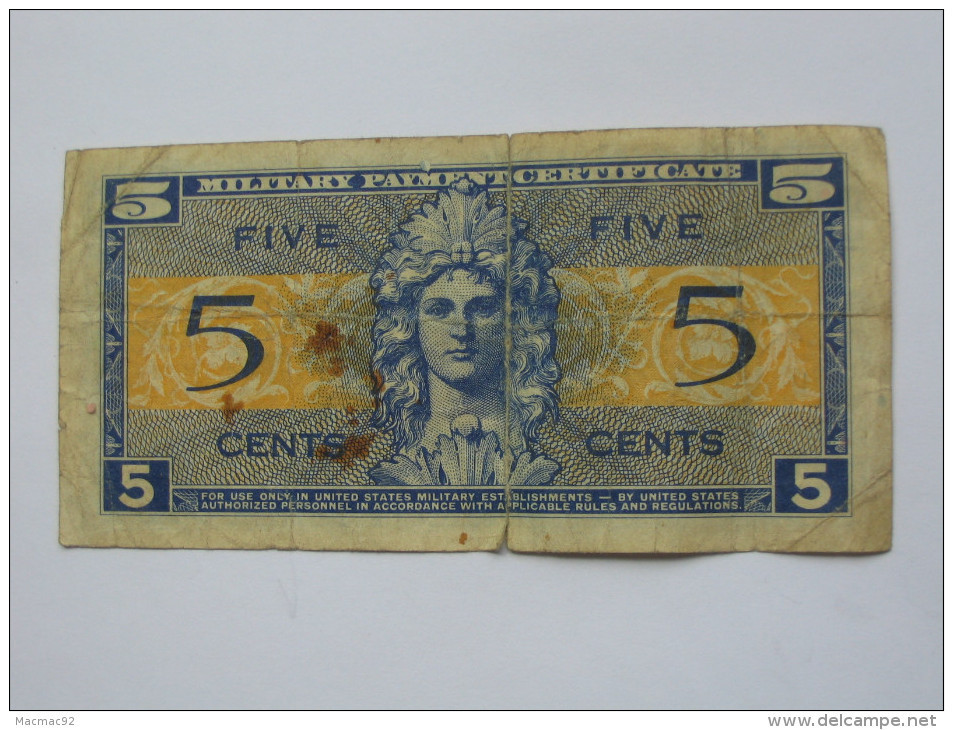 5 Five Cents Série 521 Miltary Payment Certificate 1954-1958 *** EN ACHAT IMMEDIAT *** - 1954-1958 - Series 521