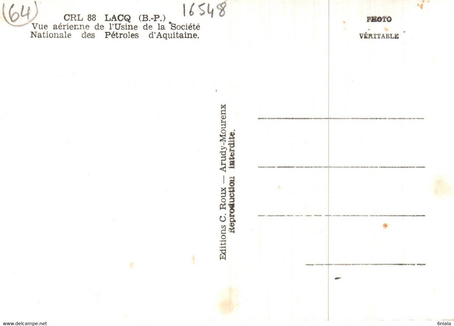 16548    LACQ  Vue Aérienne De L' Usine De La  Société Nationale Des Pétroles D'Aquitaine       ( 2 Scans )  64 - Lacq