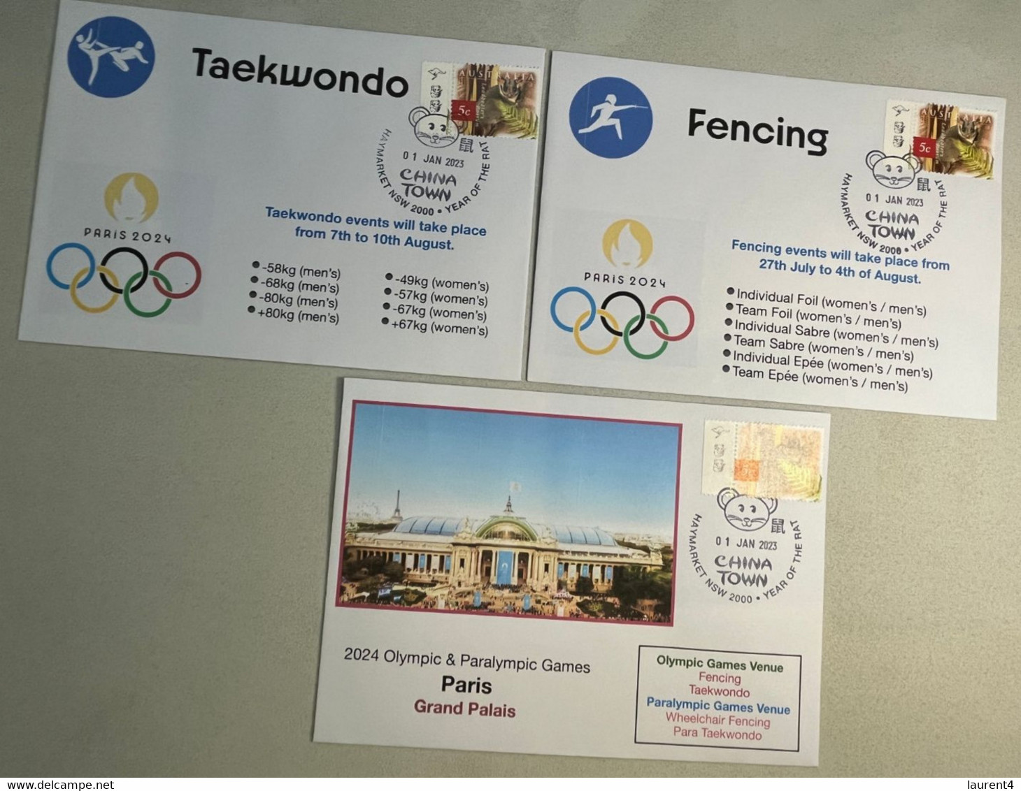 (3 N 37A) Paris 2024 Olympic Games - Olympic Venues & Sport - Grand Palais = Fencing & Taekwondo (3 Covers) - Summer 2024: Paris