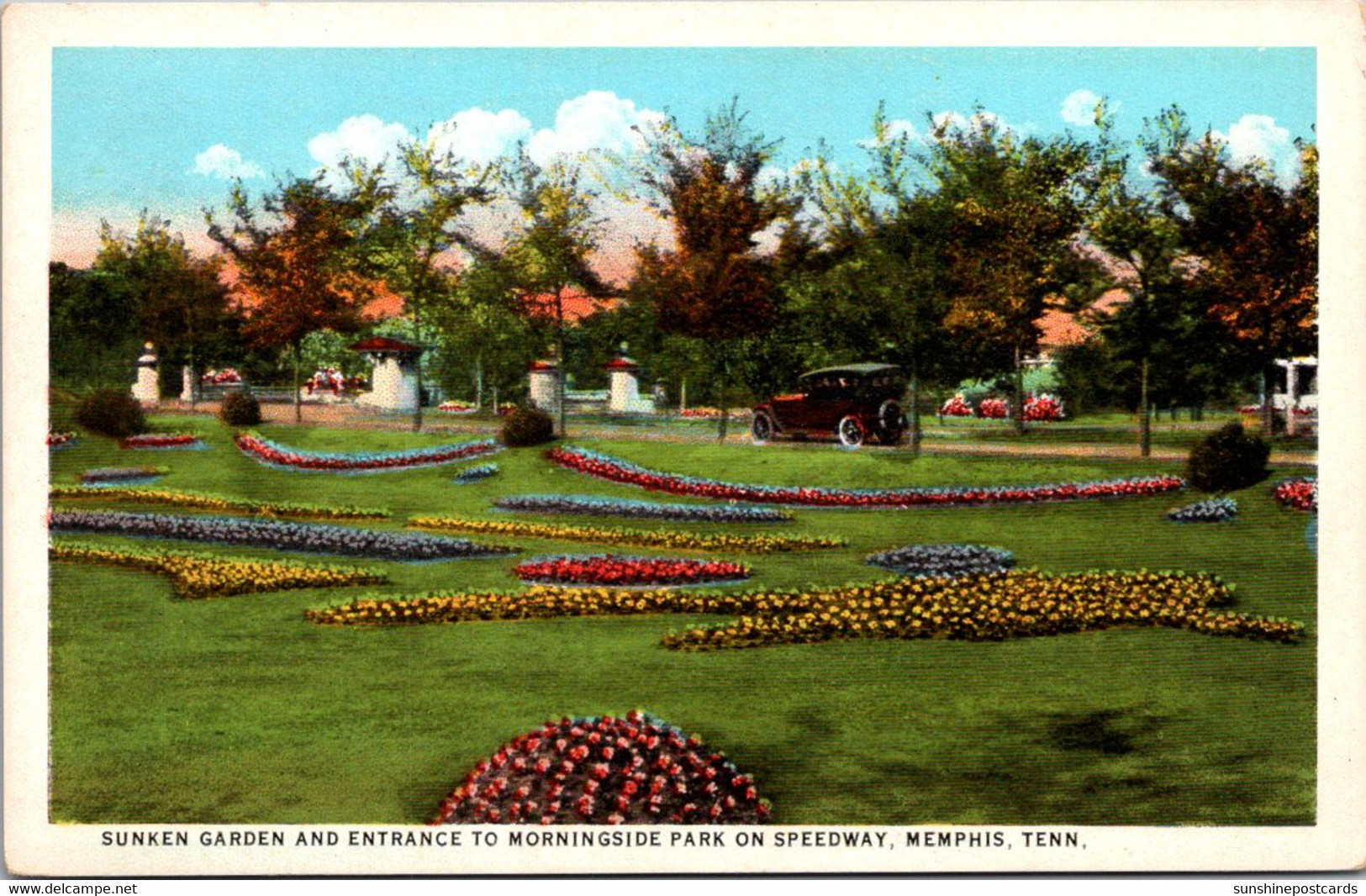 Tennessee Memphis Sunken Gardens And Entrance To Morningside Park And Speedway Curteich - Memphis