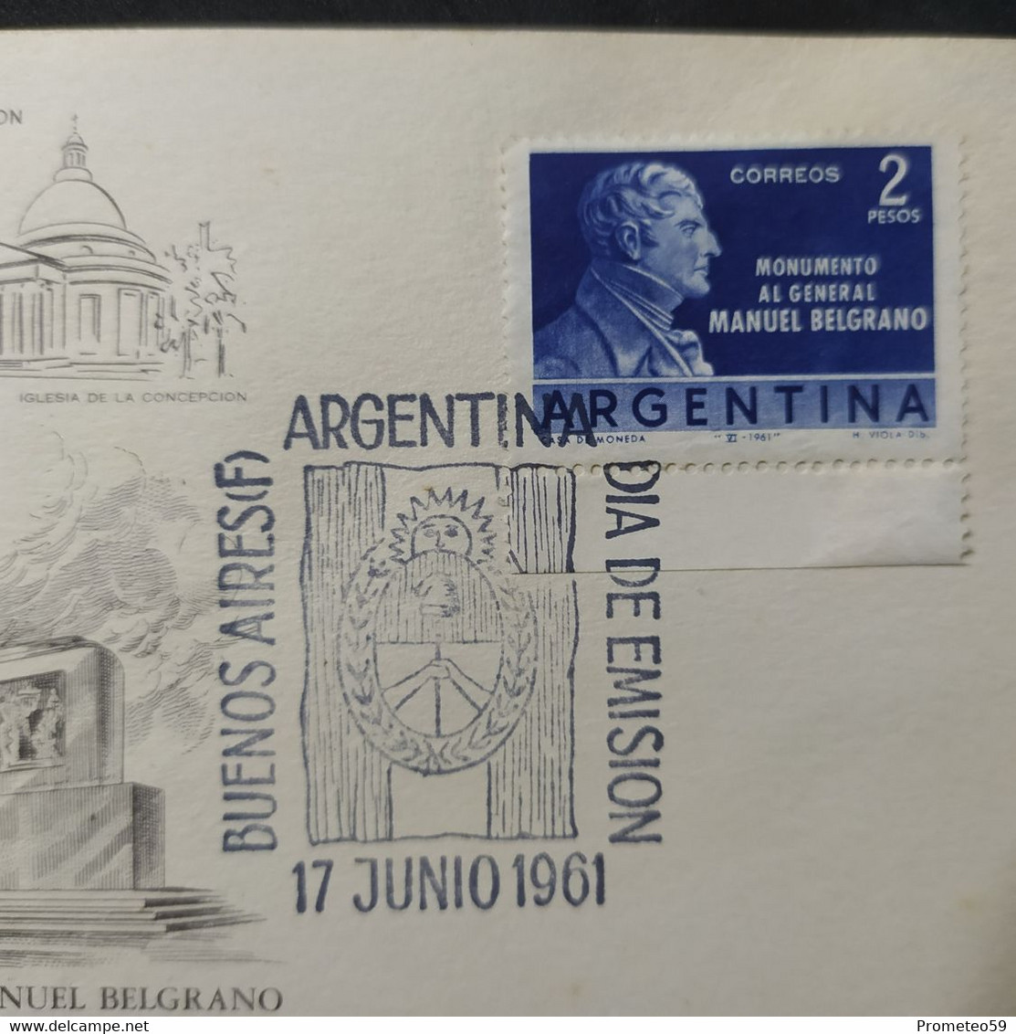 Día De Emisión – Emisión Recordatoria Inauguración Monumento Al Gral. Manuel Belgrano – 17/6/1961 Buenos Aires Argentina - Postzegelboekjes