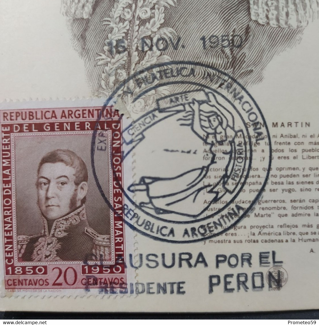 Día De Emisión - 15/11/1950 - Exposición Filatélica Internacional - Centenario De La Muerte Del Gral. José De San Martín - Libretti