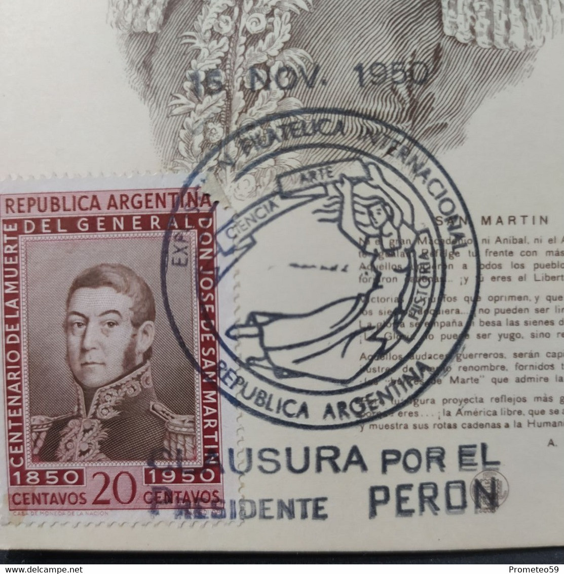 Día De Emisión - 15/11/1950 - Exposición Filatélica Internacional - Centenario De La Muerte Del Gral. José De San Martín - Markenheftchen