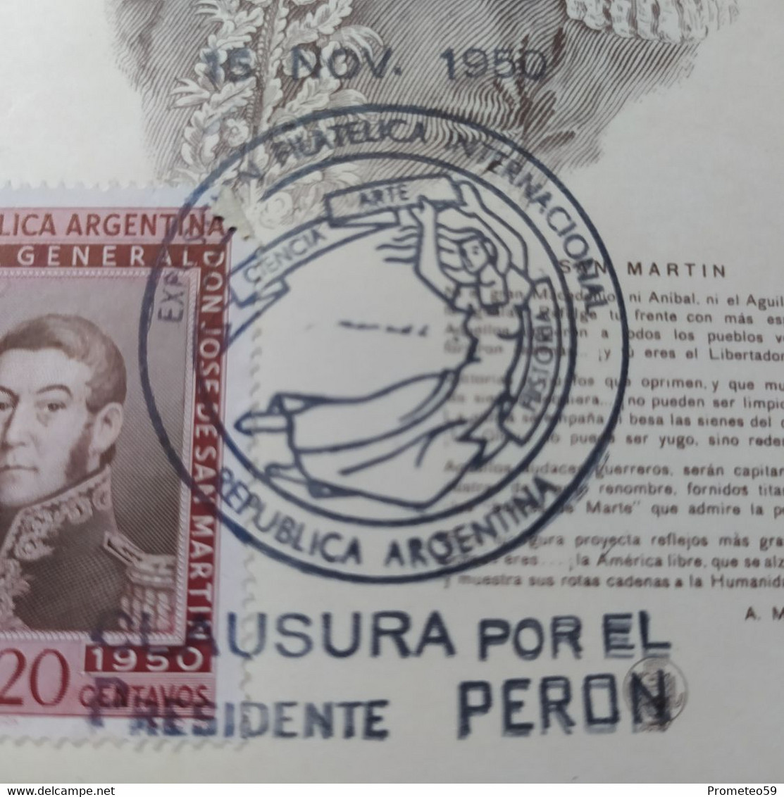 Día De Emisión - 15/11/1950 - Exposición Filatélica Internacional - Centenario De La Muerte Del Gral. José De San Martín - Markenheftchen