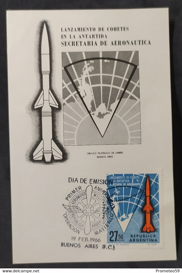 Día De Emisión – Primer Aniversario Operación Matienzo - Lanzamiento Cohetes Antártida Argentina - 19/2/1966 - Markenheftchen