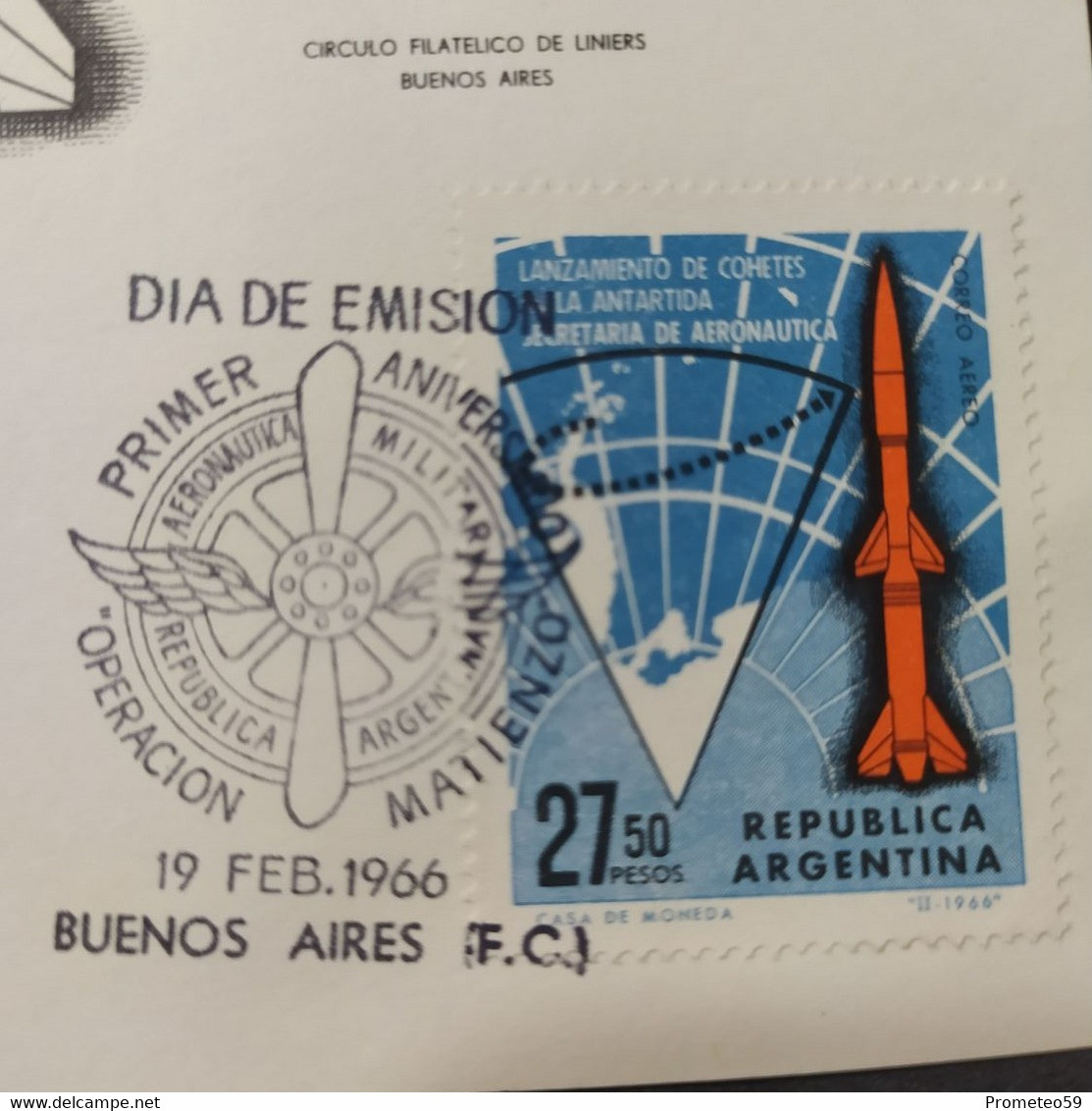 Día De Emisión – Primer Aniversario Operación Matienzo - Lanzamiento Cohetes Antártida Argentina - 19/2/1966 - Carnets