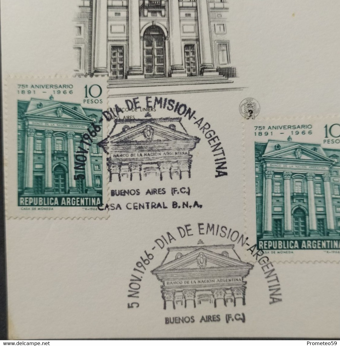 Día De Emisión – 75 Aniversario Fundación Del Banco De La Nación Argentina - 5/11/1966 - Carnets