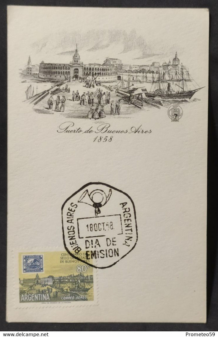 Día De Emisión – Centenario Del Sello Del Estado De Buenos Aires – 18/10/1958 - Argentina - Cuadernillos